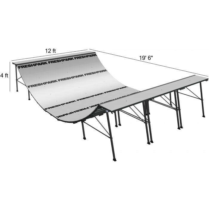 19'6"L x 12'W x 4'H Half Pipe Mini Ramp