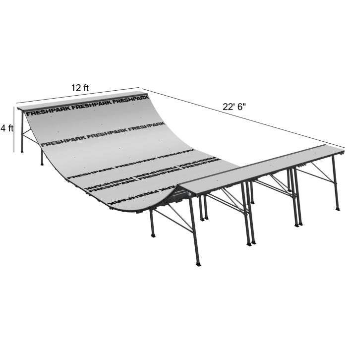 22'6"L x 12'W x 4'H Half Pipe Mini Ramp