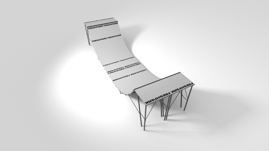 29'6"L x 8'W x 6'H Half Pipe Mini Ramp