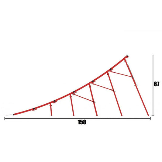Measurements of height and length of the 6 panel portable moto jump ramp