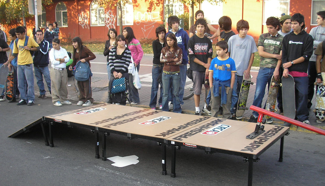 Youth participating in a Freshpark action sports program