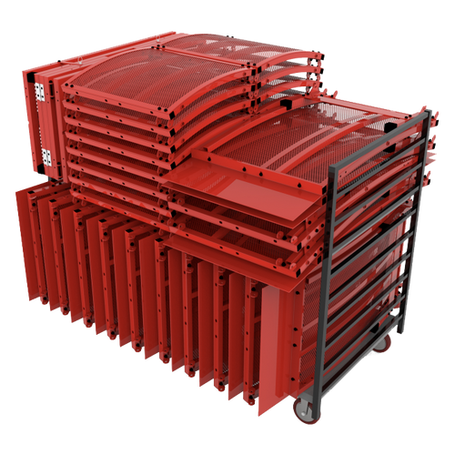 Stack of red metal BMX Jump on a white background