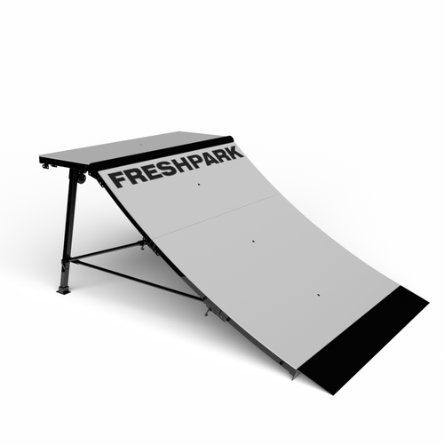 Skateboard ramp with 'Freshpark' branding on a white background