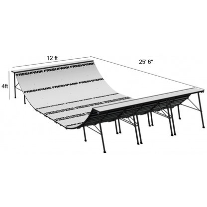 25'6"L x 12'W x 4'H Half Pipe Mini Ramp