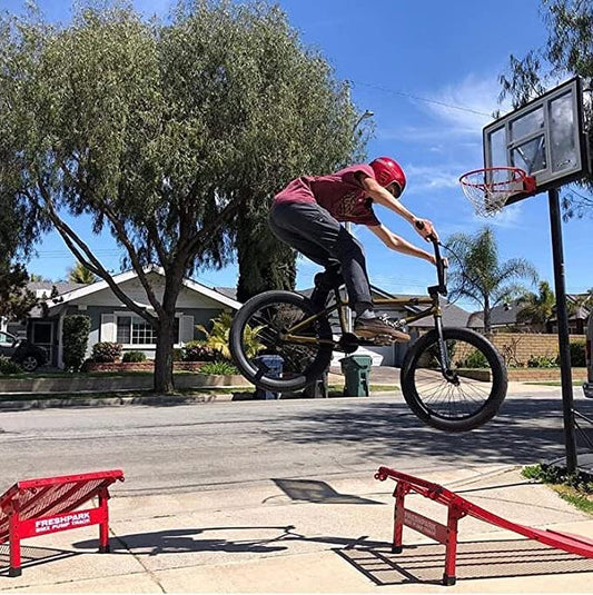 Bicycle jumping in the air using the BMX Spine kit