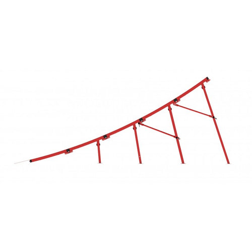 A red metal panel extension kit for a motorcycle ramp, displayed against a white background.