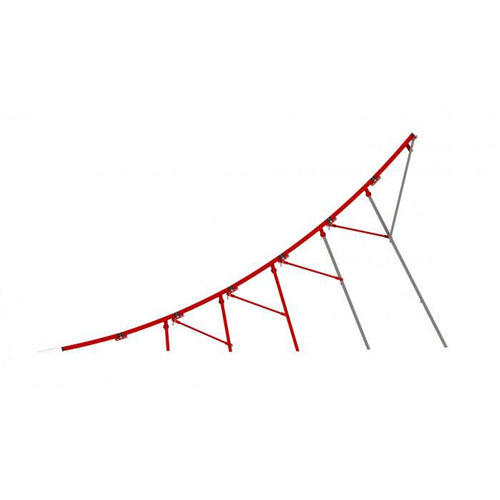 A red and silver metal moto ramp extension kit.