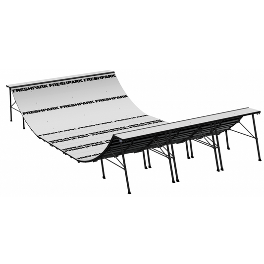 25'6"L x 12'W x 4'H Half Pipe Mini Ramp